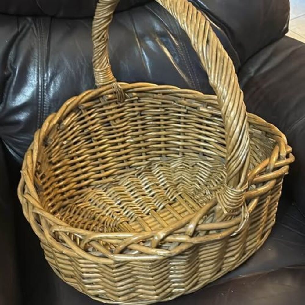 Large heavy Wicker Woven Basket with Handle